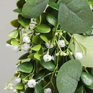 Хит продаж, искусственные листья эвкалипта из ротанга с розами для украшения свадебной вечеринки, искусственный цветок из ротанга