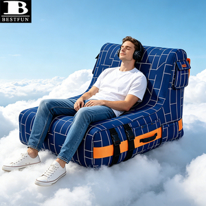 Fauteuil gonflable géométrique avec housse en tissu, canapé-lit automatique, chaise longue pour le camping en plein air, la cour, la terrasse, la plage - Product Image 2