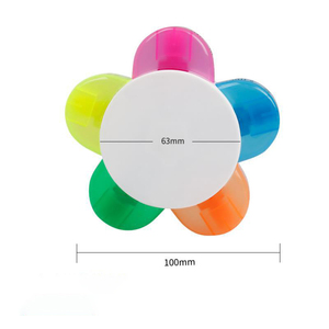 Stylo surligneur multicolore en gros 5 couleurs en 1 marqueur en forme de fleur avec impression personnalisée - Product Image 5