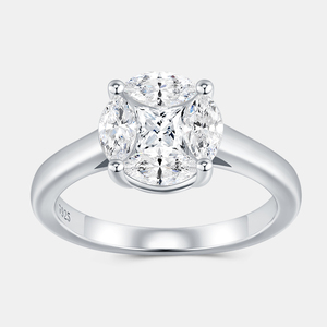 Bague solitaire en moissanite certifiée GRA, taille brillant rond, plaqué or blanc, bijoux de fiançailles pour femmes - Product Image 1