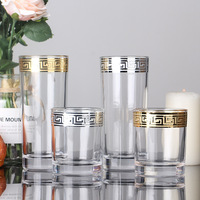 Ensemble de verres à vin en cristal de luxe avec bordure dorée, gobelets à pied à bande dorée en relief pour mariage, banquet, hôtel, événement, décoration de table