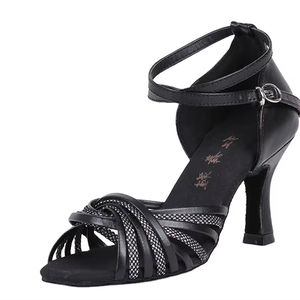 Zapatos de Baile Latinos de <span class=keywords><strong>Salsa</strong></span> Negros de 7.5cm, Económicos, para Salón de Baile, Jazz, Tango, Fiestas, Sandalias para Mujer - Product Image 1
