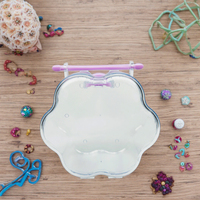 Organisateur de boîte en plastique en forme de fleur Portable pour bijoux et cosmétiques pour enfants mallette de rangement pour boucles d'oreilles anneaux chaîne perlée de bureau