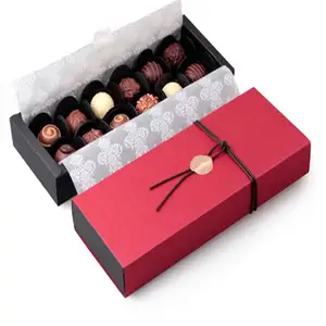 מגירת יוקרה מותאמת אישית אריזת שוקולד נייר קופסת מתנה עבור 8 12 16 חתיכות חומר אריזה מזון ממתקים