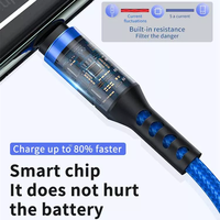 Kabel Charger USB 3 in 1 5A Nylon Fast Charging untuk Ponsel Universal dan Printer - Kabel Charger Tembaga Murni Grosir Pabrik