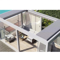 3X4M Kits de système de toit à persiennes électriques pliables et étanches Gazebo extérieur Jardin Bioclimatique Aluminium Métal Pergola rétractable