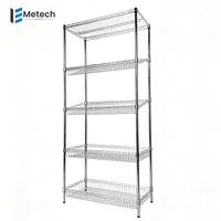 Support de rangement robuste en treillis métallique chromé à 5 niveaux, détachable, avec paniers pour le stockage alimentaire en cuisine, support non pliable