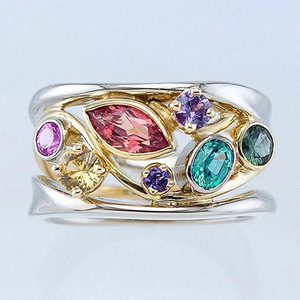 Anello da donna con pietre multicolori, stile estivo, elegante gioiello di tendenza, accessorio quotidiano, idea regalo - Product Image 1