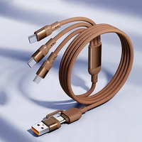 Câble de charge rapide 5-en-1 double USB Type-C en nylon tressé avec feuille métallique 100W 5A, conducteur en cuivre pur, 1,2 m, pour ordinateur portable et téléphone, chargeur haute vitesse
