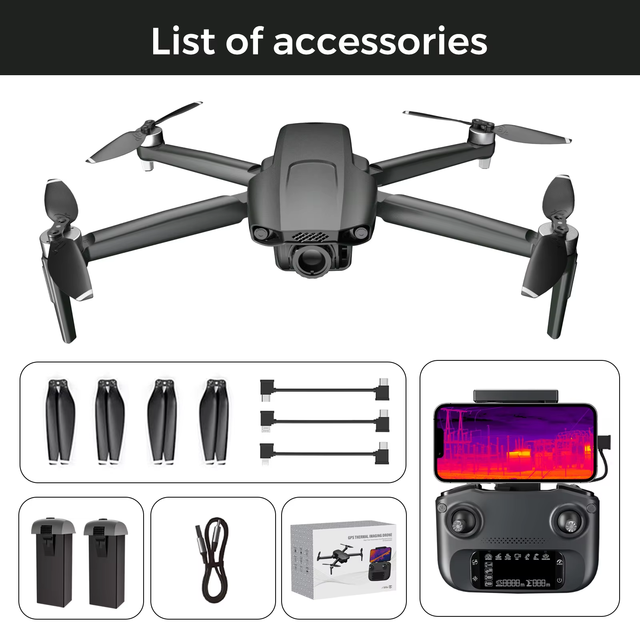 Folding UAV MF609 FPV Drone Infrared Night Vision Thermal Imaging Camera 640*512pix for Outdoor Hunting
