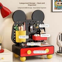 Boîte de rangement de bureau en PET grande capacité, organisateur de cosmétiques et articles divers, tiroir à grille, support à crayons, papeterie