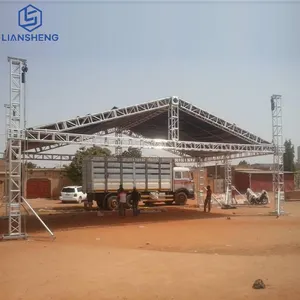 Platform peninggi panggung konser aluminium luar ruangan, tiang penyangga pameran dagang dengan desain panggung atap