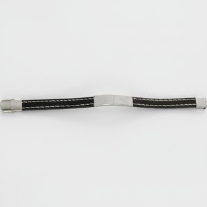 Braccialetto alla Moda con Cordoncino Bianco e Design in Acciaio Nero - Product Image 2