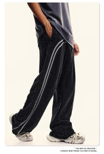 <span class=keywords><strong>Pantalones</strong></span> Harem de Pierna Recta Estilo Hip Hop, Pliegues Planos, Estilo Deportivo Americano, Tendencia <span class=keywords><strong>Urbana</strong></span> Otoñal, Cintura Media, 100% Algodón Peinado - Product Image 3