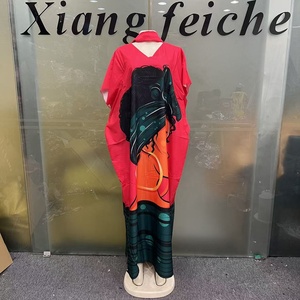 Abito Estivo da Donna Plus Size, Stile <span class=keywords><strong>Etnico</strong></span> Africano, Kaftan Boubou Nero a Maniche Corte, Casual e Comodo per Feste e Vacanze al Mare - Product Image 3