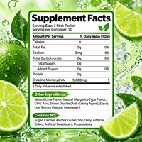 WELLBODY Poudre de créatine monohydrate saveur Margarita, augmente la force, booste la puissance, l'endurance, la concentration, 0 sucre, 0 alcool, 300g