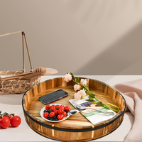 Vente en gros écologique Hôtel Restaurant Utilisation Chocolat Assiette ronde Buffet Vaisselle en bois d'acacia Plateau de service ottoman pour le dîner