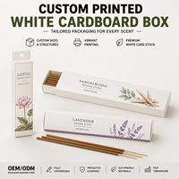 Boîte d'emballage pour bâtonnets d'encens en carton blanc pliable de grande taille, imprimée sur mesure, en carton FBB haute rigidité, emballage plat pour petites entreprises