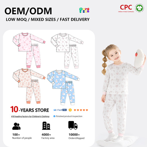 Puresun Trade Assurance, certifié CPC, 100% coton biologique/viscose de bambou, ensembles de <span class=keywords><strong>pyjamas</strong></span> pour filles avec nœud mignon imprimé <span class=keywords><strong>sur</strong></span> toute la surface, 1 à 10 ans - Product Image 2