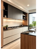 Kabinet Dapur Aluminium Anti Air Anti Karat Kustomisasi Seluruh Rumah Desain Modern Ramah Lingkungan Tahan Api Ukuran Sesuai Pesanan
