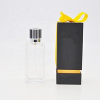 Flacons de parfum en verre rectangulaires transparents OEM vides 30ml/50ml/100ml avec vaporisateur pompe et boîte cadeau