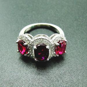 Chính Hãng Tự Nhiên Của <span class=keywords><strong>Ruby</strong></span> Ba Đá Nhẫn Trong Sterling Bạc Đá Quý Tốt Đồ Trang Sức Phụ Nữ Nhẫn Cưới - Product Image 4