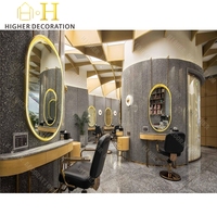 Meuble de Présentation de Luxe Gris Doré Moderne Haut de Gamme pour Salon de Coiffure, Armoires de Station de Coiffure, Design de Salon