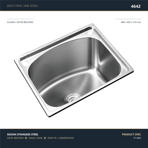 Fregadero de Cocina Satinado 530x420mm de un Solo Tazón de Acero Inoxidable SUS304 1094 con Grifo Integrado - Product Image 6