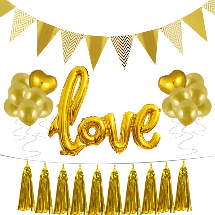 Wholesale cheap wedding decoration Valentine's Day gift golden red letters LOVE foil balloon set