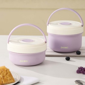 ZhiBei Insulated <b>Lunch</b> <b>Box</b> 400ml 600ml Round Plastic Lid Microwaveable Food Container For Daily Use - Product Image 3