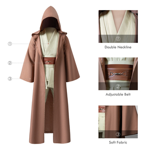 Disfraz de Cosplay de <span class=keywords><strong>Obi</strong></span> <span class=keywords><strong>Wan</strong></span> Kenobi de Primera Calidad, Túnica Jedi Marrón de <span class=keywords><strong>Star</strong></span> <span class=keywords><strong>Wars</strong></span> para Sable de Luz - Product Image 5