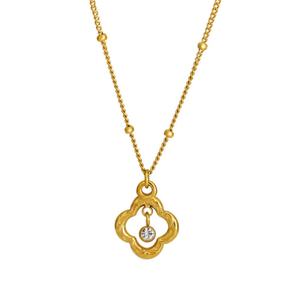 Trendy 2026 <b>Charm</b> Necklaces Hypoallergenic Jewelry 316l Stainless Steel 18k PVD Gold Plated Flower Zircon Necklace for Women - Product Image 5