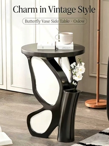 Mesa de Centro de Estilo Antiguo con Borde de Mariposa Creativo, Decoración Retro para Sala de Estar, Dormitorio, Mesa de Noche - Product Image 4