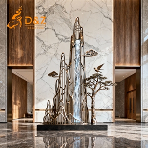 D & Z แบรนด์ที่กำหนดเองในร่มและกลางแจ้งที่ทันสมัยนามธรรมน้ำพุโลหะภูมิทัศน์น้ำตกสำหรับโรงแรมน้ำตกแต่ง - Product Image 6