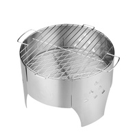 Barbecue portable de 14 pouces en acier inoxydable, résistant au vent, pour camping et cuisson du thé