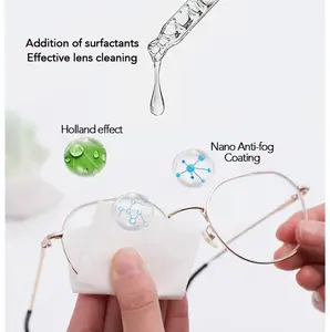 Toalhetes de lente OEM personalizados para limpeza de óculos, lenços biodegradáveis para limpeza de câmeras, toalhetes embrulhados individualmente