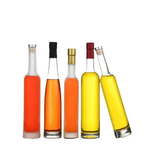 200ml 375ml 500ml 750ml High-grade recyclable round empty flint glass liquor wine Whisky bottle with sealed cork lid