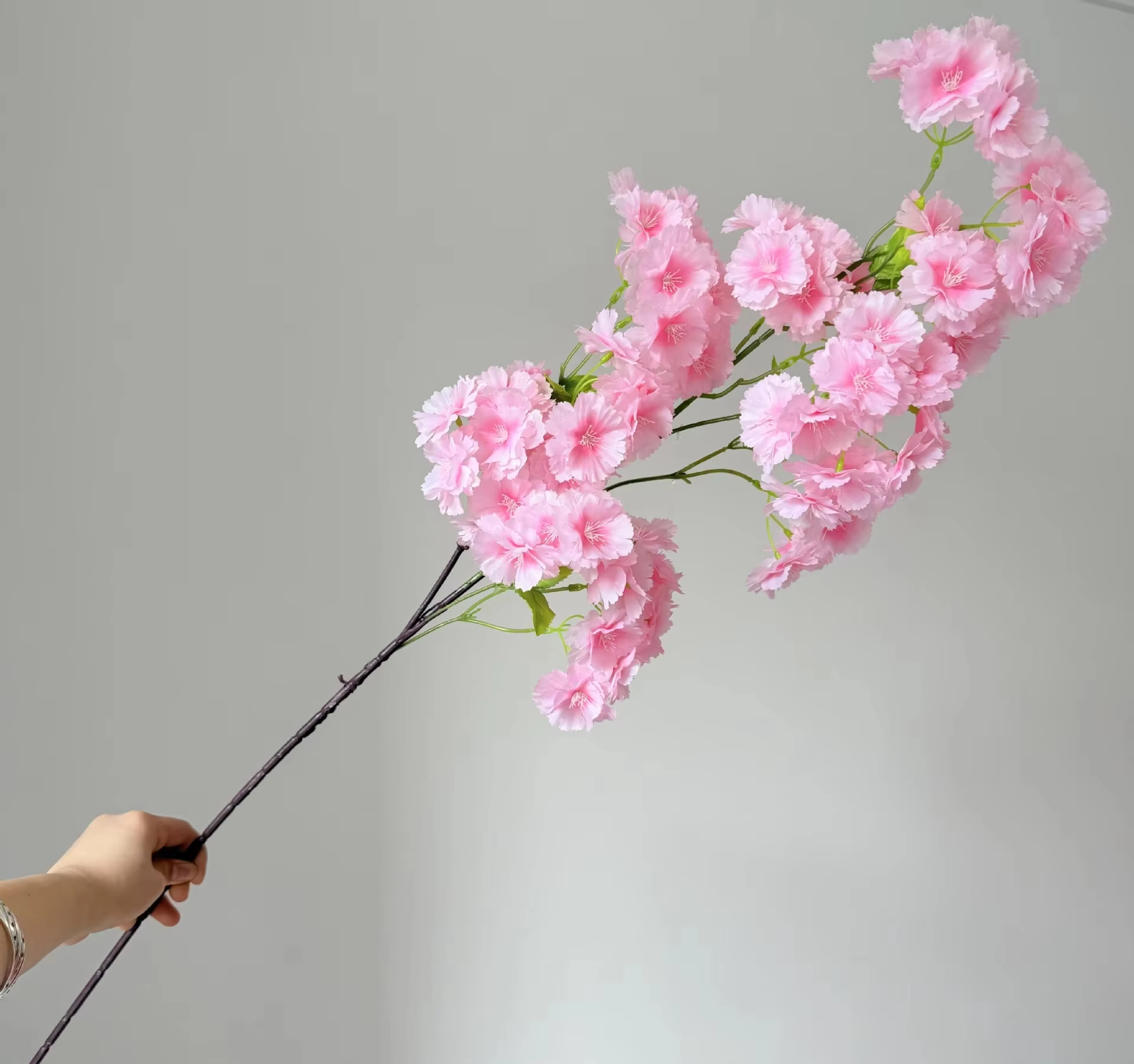 Fleur de simulation de fleur de cerisier colorée en poudre légère