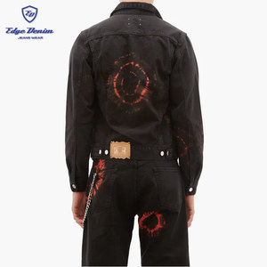 Nouveau Style veste en jean à manches longues 2 tons tie-dye veste en jean pour hommes - Product Image 4