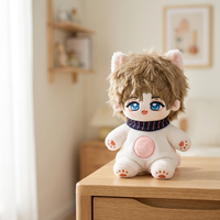Peluche personnalisée mignonne en forme d'oreilles de chat, jouet en coton doux, col rayé marine, cadeau de collection