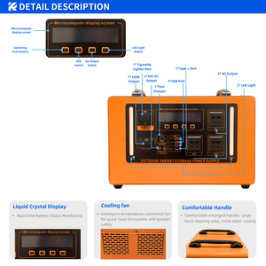 휴대용 12.8V 25.6V 발전소 1000W 1500W 2000W 3000W 손전등 및 점프 스타터 비상 전원 - Product Image 4