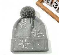Bonnet tricoté à pompon et flocons de neige, chaud pour l'automne et l'hiver, unisexe adulte, bonnets chauds – Grande Vente