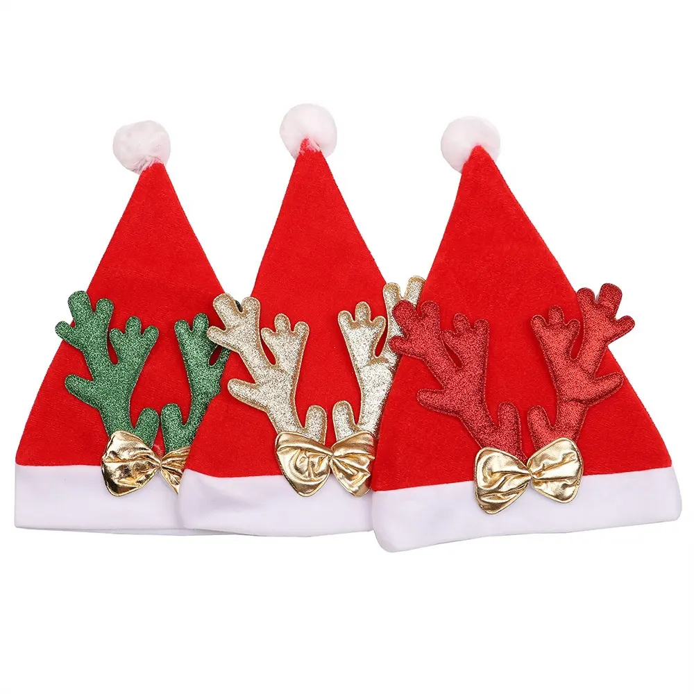 Sombrero de dibujos animados para niños y adultos, con astas, hombre mayor, muñeco de nieve, ciervo, vestido de terciopelo, regalo de vacaciones, sombrero de decoración de Navidad
