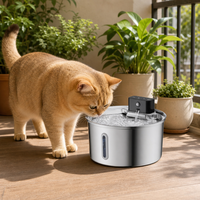 Fontaine à eau pour animaux de compagnie en acier inoxydable de 3,2 L avec fenêtre visible, distributeur d'eau automatique à circulation pour chats et chiens