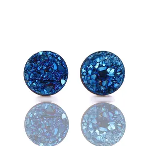 HYH new arrival 925 silver beautiful 10MM crystal druse stud earrings