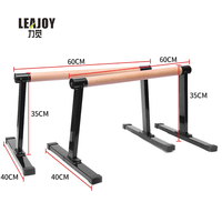 Poignées de musculation et parallettes LEAJOY en bois et métal noir - Design triangulaire, robustes et durables pour une utilisation à domicile, en salle de sport ou en extérieur