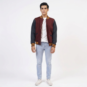 Hot Sale OEM Breathable Wholesale Winter Stand Collar High Quality New Stylish Custom Color <b>Men</b> Varsity <b>Jacket</b> 100% Cotton Front - Product Image 1