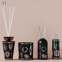 C & H Ensemble de parfums d'intérieur au design personnalisé Bougie en cire de soja et vaporisateur d'ambiance 500ml Diffuseur de parfum d'huile de roseau