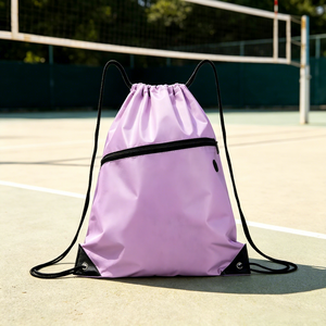 Sac à cordon personnalisé avec estampage à chaud, polyester 210D, imperméable, sacs à dos à cordon, sacs à cordon pour football et volley-ball - Product Image 1
