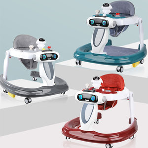 3 in 1 with music multi-function round toddler walkers foldable plastic belt 6 rotating wheel baby walker